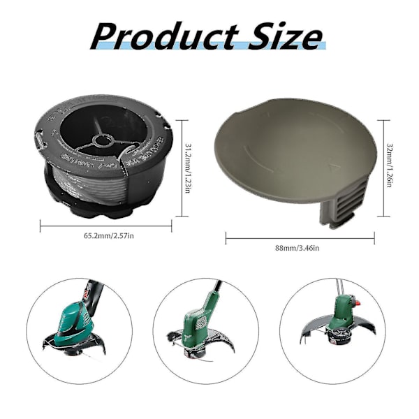 4 spoler 1 hætte Bosch F016800570 erstatningsspole til Bosch Universal Grasscut med hætte 1600a01r5j [LGL] 4 spools 1 cap