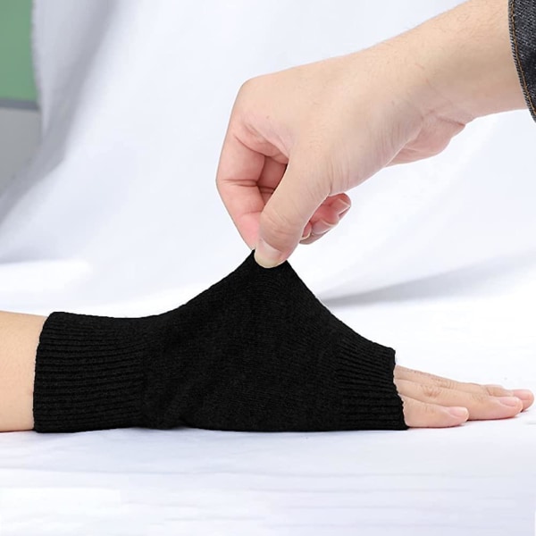 Cashmere Fingerless Gloves. Wrist Warmers Thumb Hole Warm Half Fingerless Winter