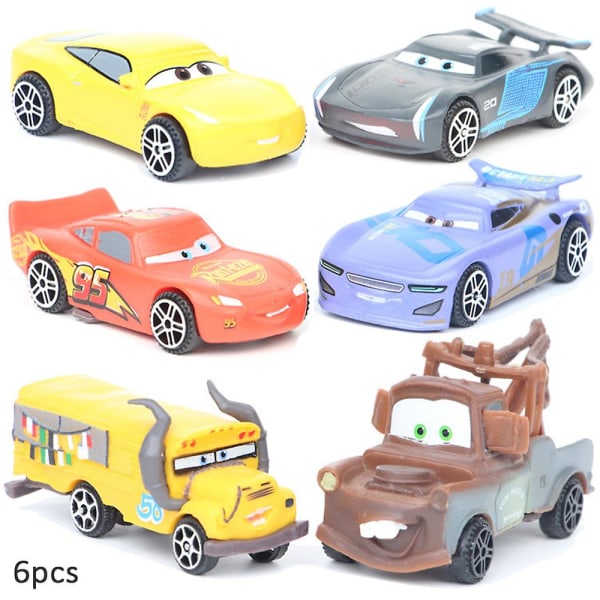 6 st Disney Cars Blixten McQueen Barnleksaker Samling Leksaksbilar Figurer Pojkar Presenter