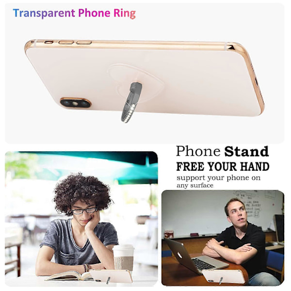 Transparent Hjärta Telefonringhållare, Transparent Ring Telefonhållare med Diamantring (LGL)