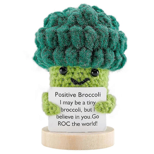 2 ST Mini Rolig Positiv Broccoli med Ställning Emotionellt Stöd Uppmuntrande Gåvor Stickad Broccoli Croc LGL Green