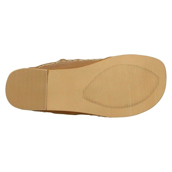 Dam Läderkollektion Platt Tåögla Flätade Sandaler F00077 LGL Tan (Brown) UK 8