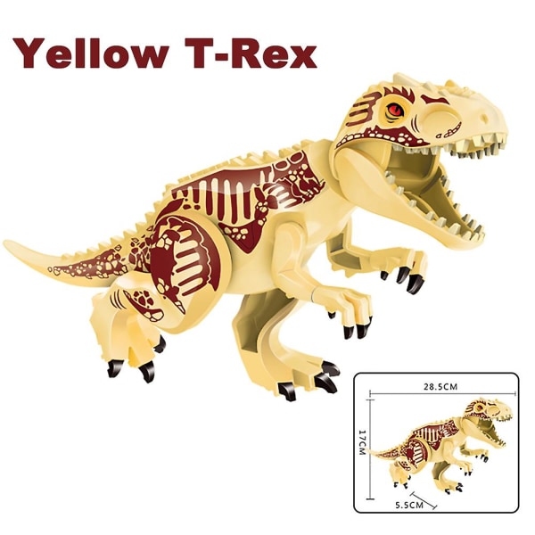 Dinosaur Byggekloss Leker,tyrannosaurus Dinosaur Modular Construction Toy Jurassic Toy T-rex Raptor Figur Gave Til Barn Alder 3-12 år[GL] Yellow