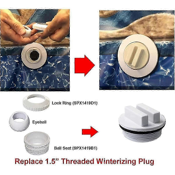 Pool Spa 1/2 tomme Åbning Hydrostream Retur Jet Fitting SP1419C med 1-1/2 tomme MIP Gevind Udskiftning SP1419C (5 STK) LGL