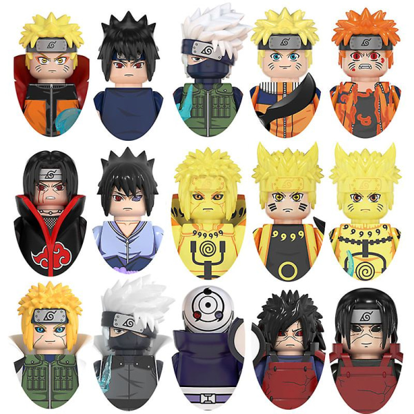 Nye Naruto byggeklosser murstein anime mini actionfigurer hoder montering leker barn gaver