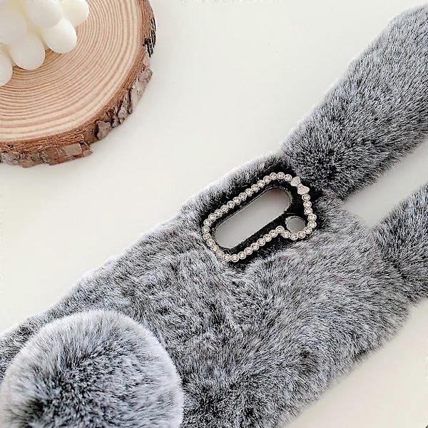 Kaninformet Fluffy Fur Belagt TPU Telefon Cover Shell til Samsung Galaxy S21 5G/4G LGL Multicolor Style A
