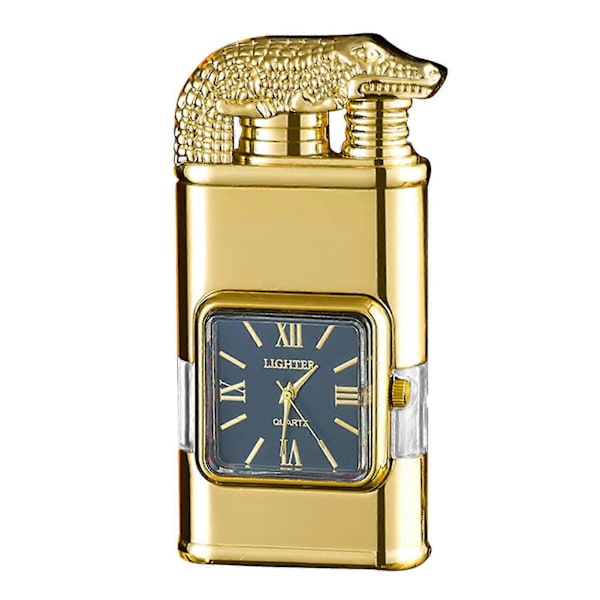 Personlig preget lighter med klokke Lett bærbar lighter Gave til jubileum LGL Golden Crocodile