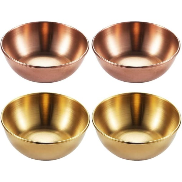 4 stk runde miniskåler i rustfritt stål Husholdningsskål (gull) (4-D-W)