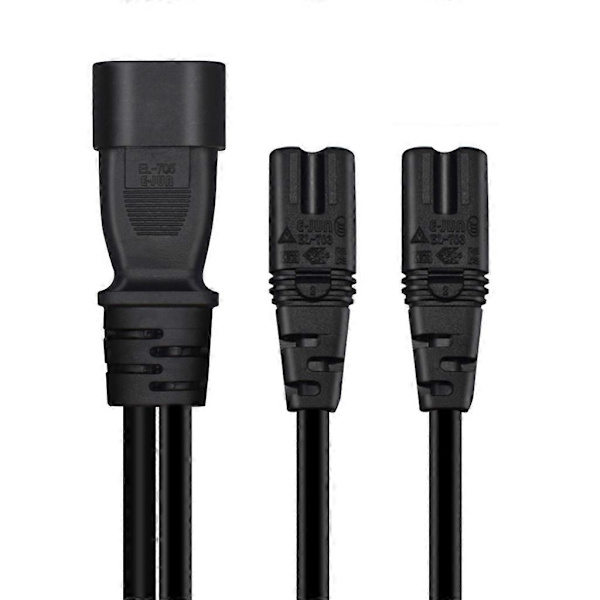 Y-jakaja-adapterikaapeli IEC320 C14 -pistoke 3-nastainen uros - C7+C7 naaras virtajohto (LGL)