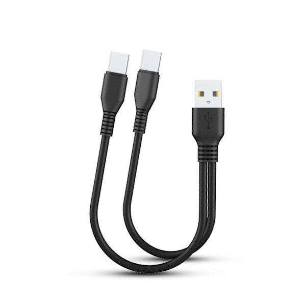 2 i 1 USB Dobbelt Type C Kabel Splitter Mobiltelefon Opladerkabel Bærbar LGL Black 1m