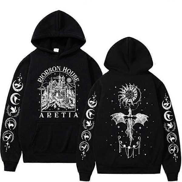 Xaden Riorson House Hættetrøjer Iron Flame Dragon Rider Fourth Wing Emblem Sweatshirt Basgiath War Herre Mode Cool Oversized Hættetrøje LGL A5273-black M