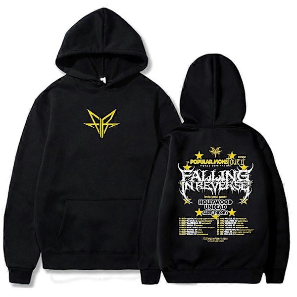 Den populære Mons Tour-bekledningen Falling in Reverse Band Grafiske hettegensere Menn/Kvinner Hip Hop Vinter Sudaderas Heavy Mental Pullovere LGL 18-black M