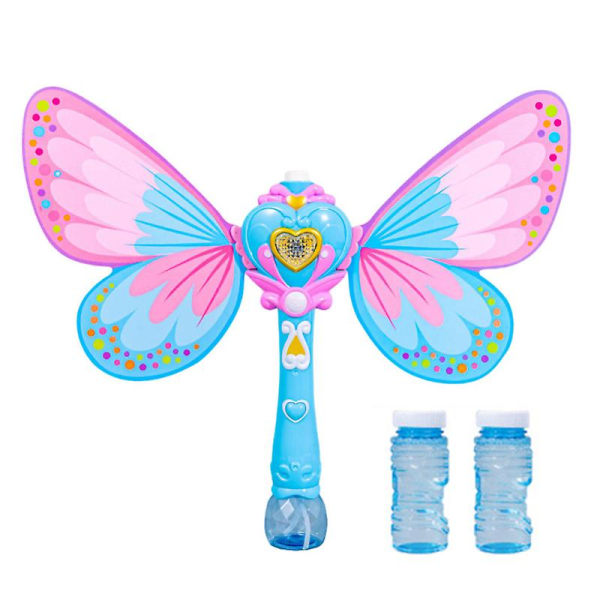 Bobleblåser Avtakbar elektrisk safe Lekkasikker glatt overflate Underholdning Nyhet Sommerfuglform Bubble Stick Girl Toy[GL] Blue