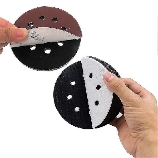 6 stk. 5 tommer (125 mm) 8-hullers blød svampeinterfacepad til slibepuder og velcro-slibeskiver Fo LGL