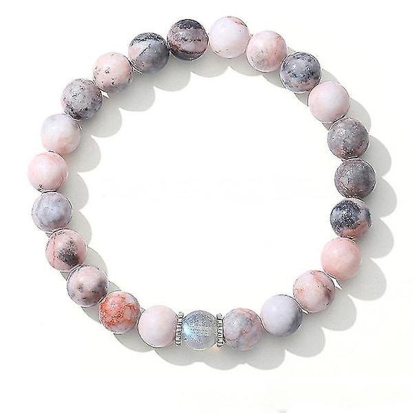 Pink Zebra Volcanic Stone White Pine Beaded Bracelet for Women - Birthday, Love, Nursing Gift for Mom Bracelet [GGL]