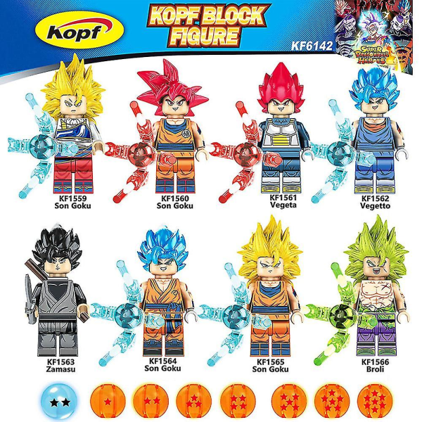 8 st Dragon Ball Anime Series Minifigurer Byggklossar Kit, Son Goku Mini Actionfigurer Leksaker Set Gåvor Till Fans Barn[GL]