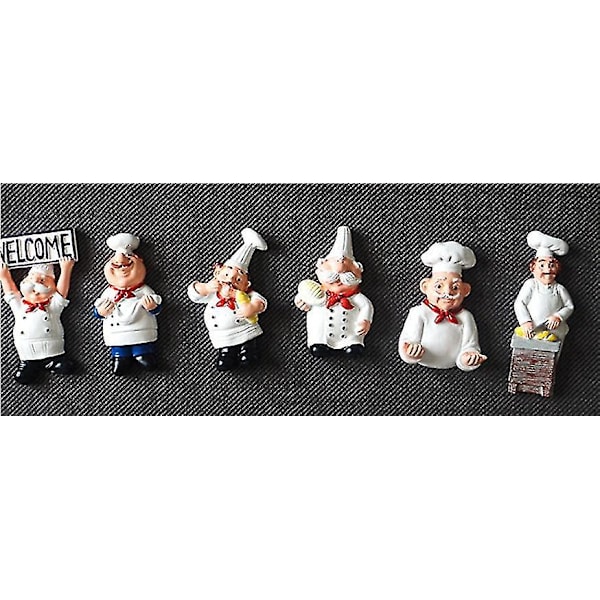 6 kpl Kokki Jääkaappimagneetti Jääkaappimagneetit, Italialainen Ranskalainen Kokki Figuriini Patsas Koti Keittiö Ravintola Koristeet 3D Hartsi Leipuri Magne LGL