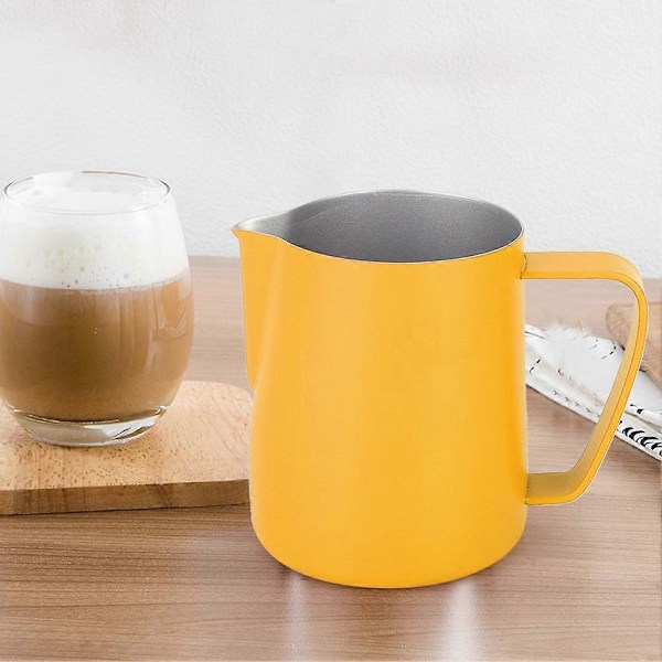350ml Melkeskumkanne i rustfritt stål, Lattebeholder, Kaffekopp, Kaffeutstyr, Gul LGL