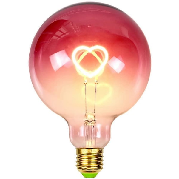 LED Pære Stor Globe Edison Pære G125 Pink Farve Hjerte Filament 2W Dæmpbar Special Dekorativ Lyspære 220-240V E27 (LGL)