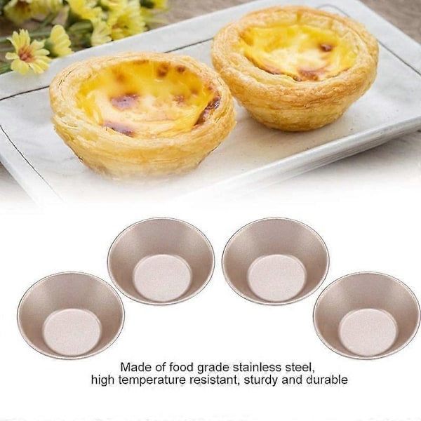 8 st Non-Stick Tartformar Kolstål Mini Tartformar Muffin Återanvändbara Äggtart Tartlett Bakform LGL Gold