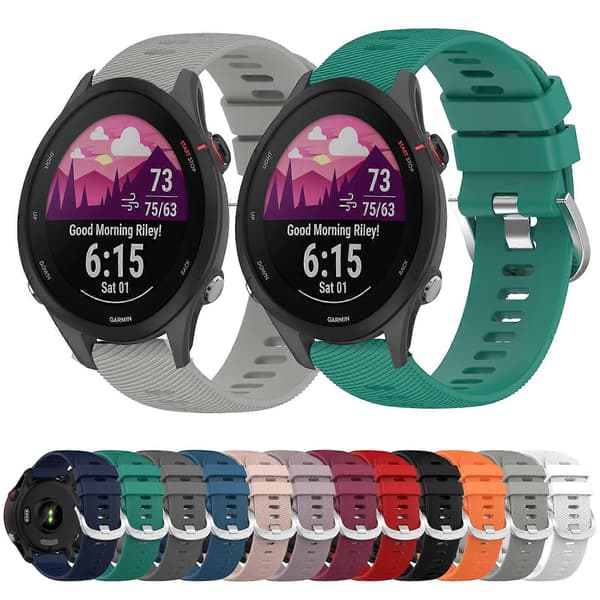 For Garmin Forerunner 255S 18mm Solid Farge Silikon Klokkereim (LGL) White