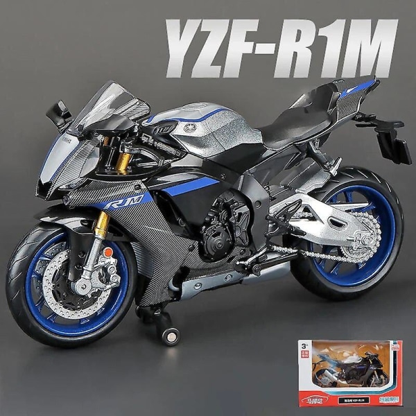 1:12 Yamaha Yzf-r1m 60-års jubilæum Motorcykel Model Legetøj Køretøj Collection Autocykel Shork-absorber Off Road Autocykel Legetøj Bil[GL] Blue with box