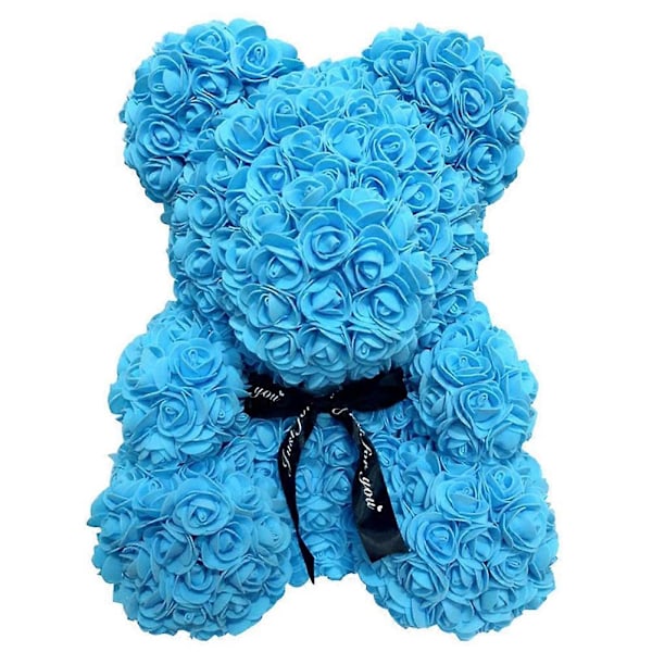 25cm Skumrosbjörn Romantisk Blomsterbjörn för Alla Hjärtans Dag Födelsedag Bröllopsdagar LGL Blue