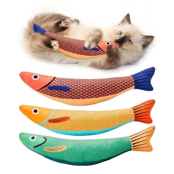 3X Catnip Fish Teaser Cat Stick Pet Cat Toy Fish Simulation Cat Supplies Cat Pillow