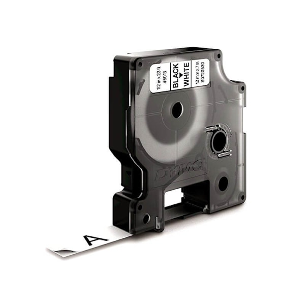 Etikett S0720530 45013 12mm Sort på Hvit (LGL)