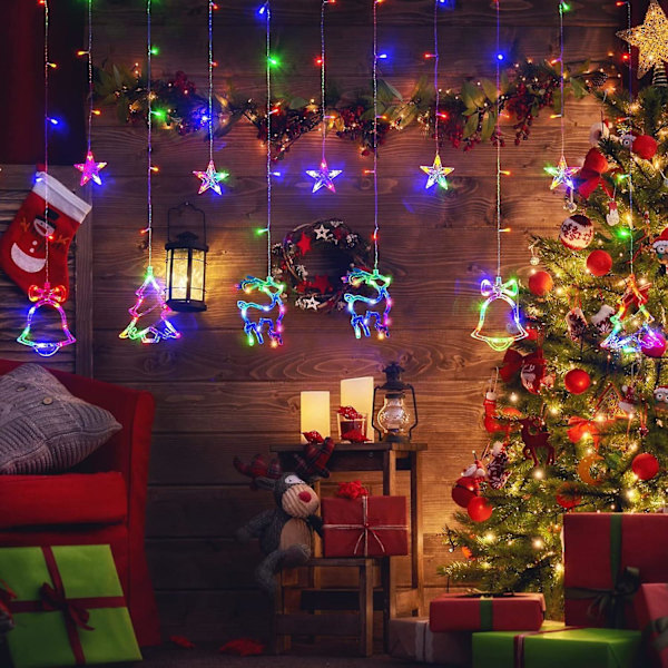 Lysgardin til jul, gardinlyslenke, 3,5 m julelyslenke innendørs utendørs 8 moduser stjernelyslenke Usb led lysgardin for vindu