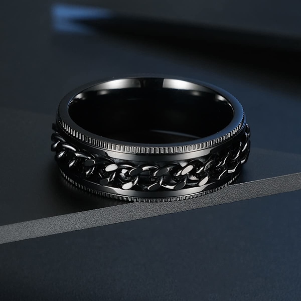 Anti-stress ring med roterbar kæde Sort (LGL) Svart 19 mm