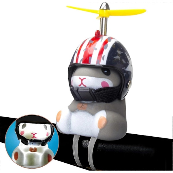 Polkupyörän kello valolla ja kypärällä, söpö eläin polkupyörän torvi, kojelaudan koristelu lelu moottoripyörän pyörän kellot kumikoristeet LGL British flag helmet mouse