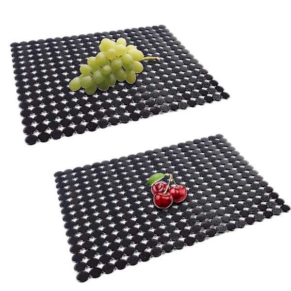 2 STK Godt Grep Vaskematte for Kjøkken Stor Multifunksjonell PVC Vaskematte Beskytter for Hjem Sklisikker Holdbar Lett å Rengjøre LGL Solid Black