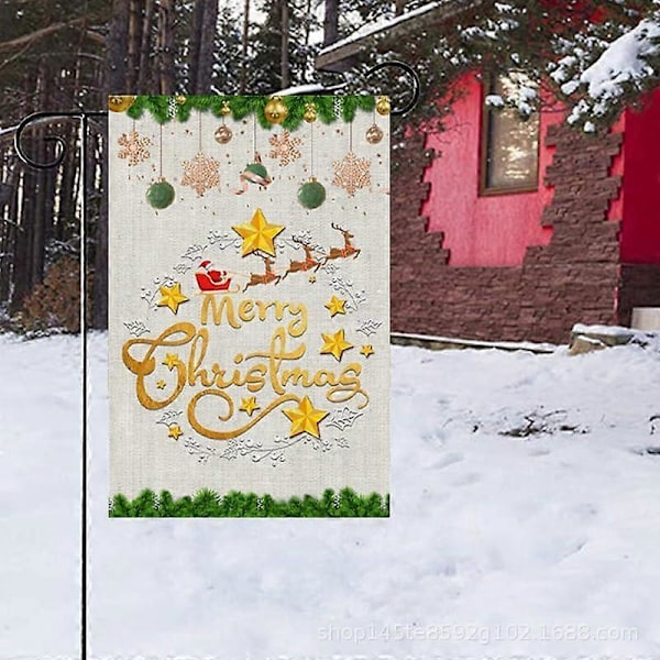 Talviset lumitontut seppele Hyvää Joulua puutarhalippu 30x45 cm piha ulkona kodin nurmikon koristelu Talvi Joulu lumi puutarhalippu -A (LGL)