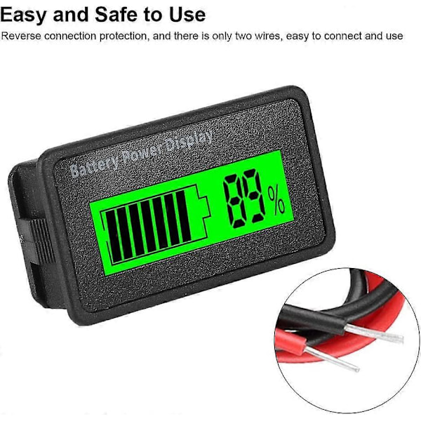 12-48V Universell Batterikapacitetsindikator Batteri Ström Display Testare Voltmeter (Grön) (LGL)