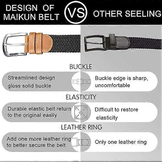 Belter for menn, elastiske belter for menn, brun, elastisk vevd belte (LGL)