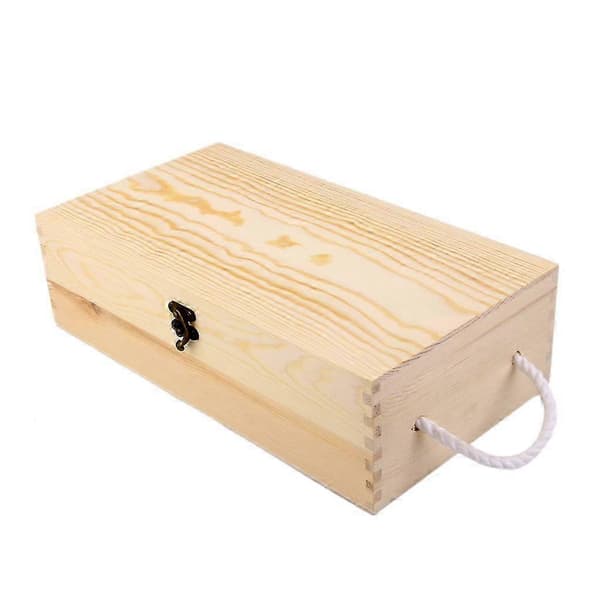 Dubbel Flaska Trälåda Vinlåda Bärväska Presentförvaring Dekor 35x19x10cm (LGL)
