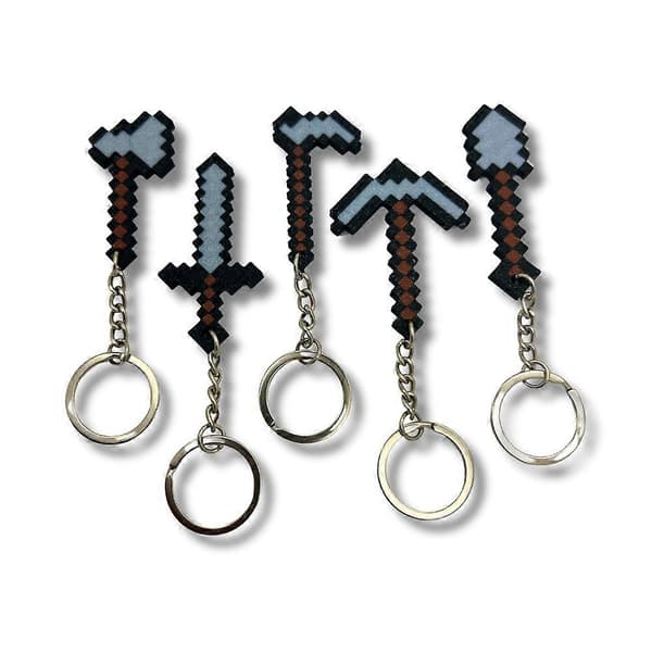 MineCraft spelverktyg nyckelringar - 5-pack (LGL)
