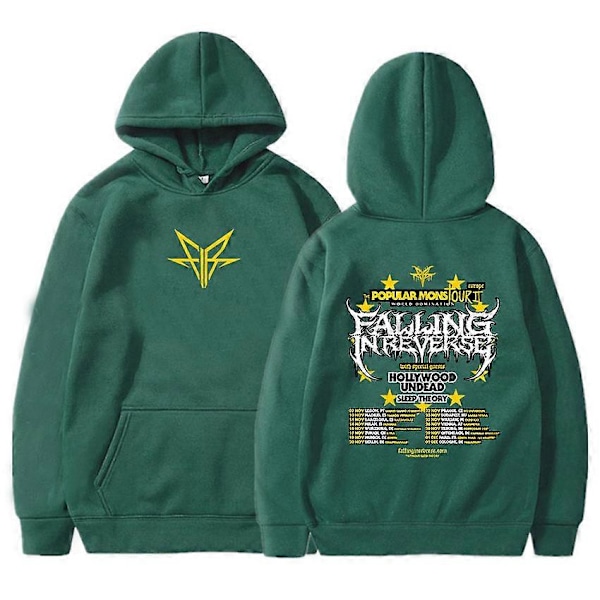 Den populære Mons Tour-bekledningen Falling in Reverse Band Grafiske hettegensere Menn/Kvinner Hip Hop Vinter Sudaderas Heavy Mental Pullovere LGL 18-black M