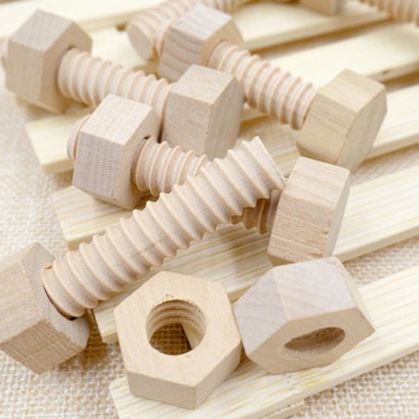 3 kpl Puupulttien ja Pähkinöiden Rakennuspalikat Käytännölliseen Opetukseen Varhaisen Oppimisen Puzzle-Leikkikalut