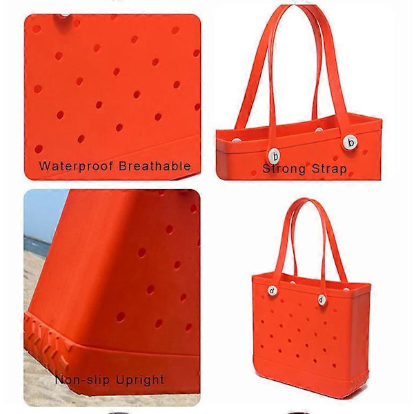 EVA Vanntett Vaskbar Tippesikker Slitesterk Åpen Tote Bag for Strand Båt Basseng Sport Dameveske LGL Red M