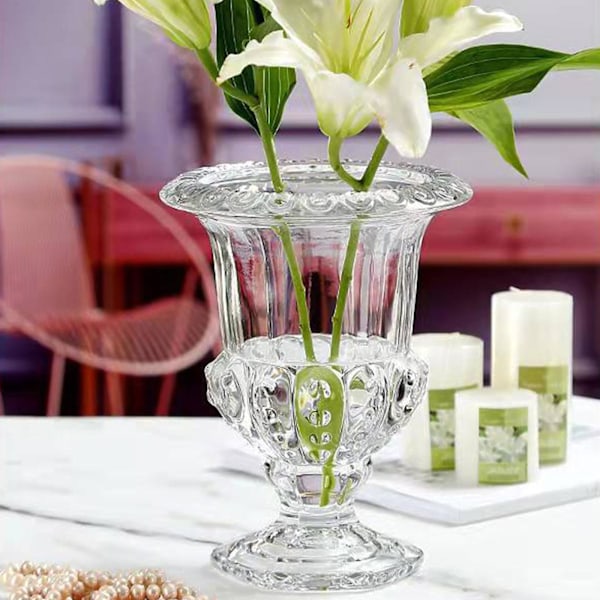 Serene Spaces Living Dekorativ Stor Glassurne, Midtpunkt Vase til Bryllup, Arrangement [GGL] Transparent L