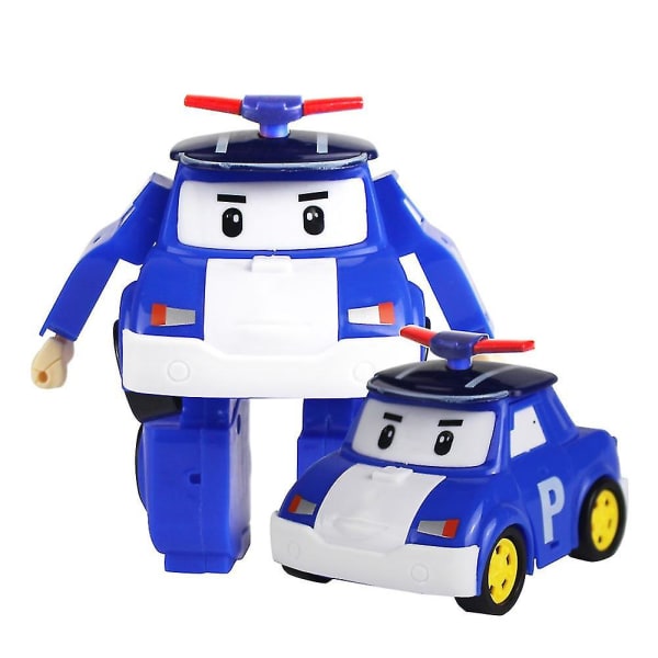 Robocar Poli Action Figuuri Muodonmuutos Poliisiauto Robotti Opetuslelu lapsille - ZHENV Blue