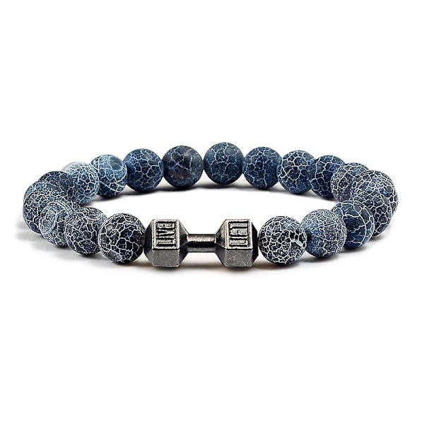 Højkvalitets Herre Perlearmbånd Naturlig Sort Lava Sten Håndvægt Charm Armbånd Energi Fitness Vægtstang Mode Kvinder Smykker LGL S-yellow 19cm