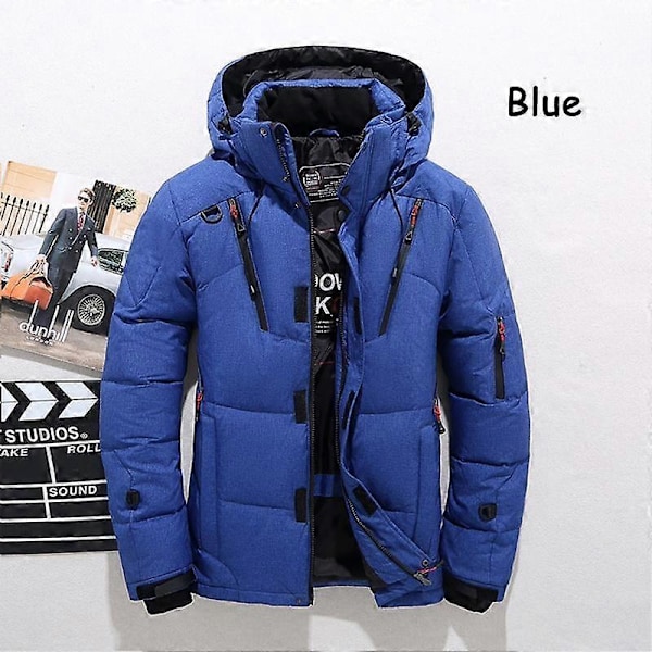 -30℃ Vinter Herre And Tykk Dunjakke Herre Snøparkas Kåpe Mann Varm Vinter Dunjakke Yttertøy LGL blue XXL