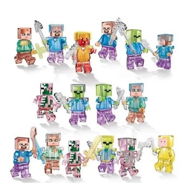 16pcs/set Minecraft Assembled Building Block Minifigures Toy Kids Birthday Gift