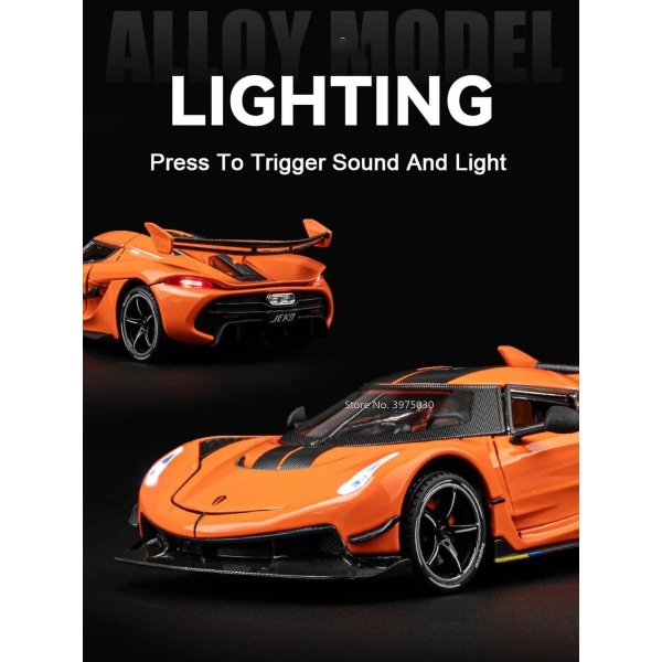 1/24 Sportsvogn Model Koenigsegg Legering Trykstøbt Høj Simulation Skala Legetøj Træk Tilbage Døre Kan Åbne Drenge Fødselsdagsgaver Dekoration Orange