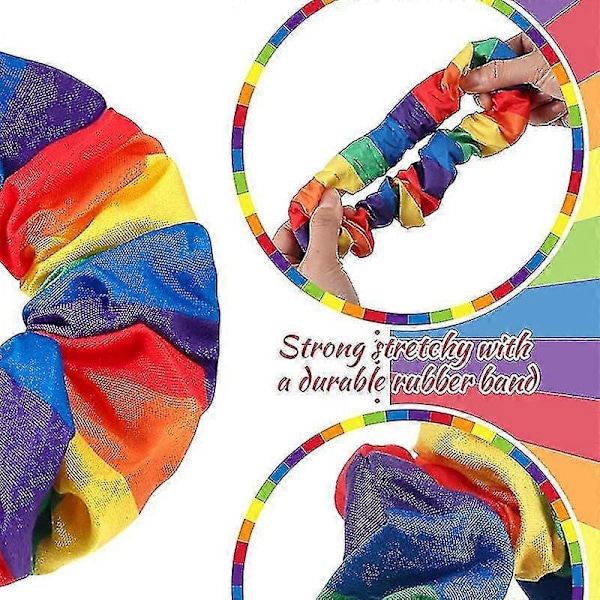 4 KPL Sateenkaari Hiuslenkit Joustavat Scrunchiet LGBT Poninhäntäpidike Festivaalijuhlat Pride Hiusasusteet Tytöille Naisille LGL