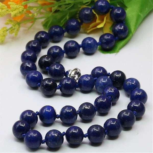 Natural Blue Lapis Lazuli Stone Round Beads Necklace [GGL]