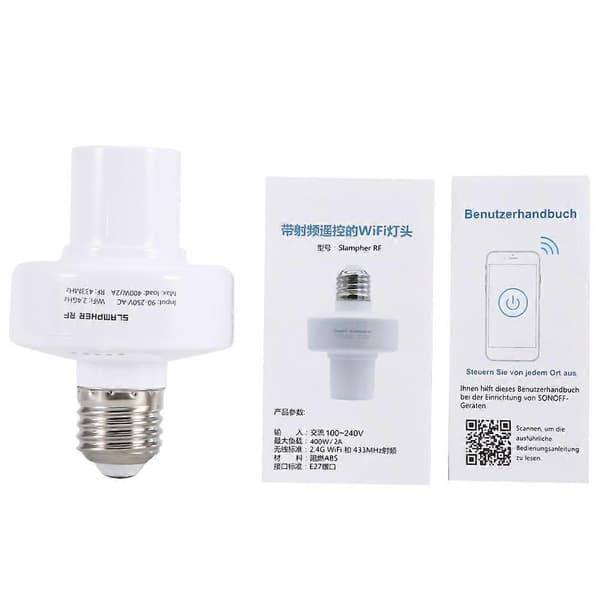 E27 Wifi Smart Lys Lampe Sokkel Pæreholder Fatning Support til Android ios RF 433MHZ (LGL)